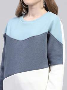 Custom <b>Women</b> Two Piece Color Block Tracksuit Set Crew Neck Sweatshirt and Jogger <b>Pants</b> Casual <b>Lounge</b> Wear OEM Wholesale - Product Image 2