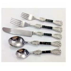 Ensemble de couverts en acier inoxydable simple, cuillère et fourchette, argenterie, banquet, maison, argent, restaurant, hôtel - Product Image 4