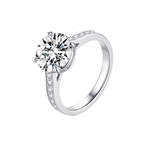 Bague de fiançailles en or blanc 14 carats 2 carats IGI CERTIFIED E VS1 Round Brilliant Excellent Cut Lab Diamond Solitaire pour elle - Product Image 1