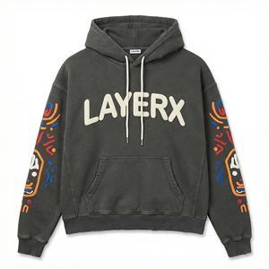 Sudadera con Capucha Gruesa de Invierno para Mujer, 500 g/m², Algodón Ecológico, Estampado Puff, Gráfico con Pedrería, Top Corto, Sudadera, Venta al por Mayor, Personalizada, al por Mayor - Product Image 1