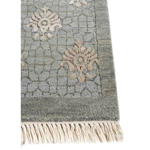 Alfombra de Lana y Seda Anudada a Mano, Azul ENR-1659, Diseño Geométrico Abstracto Rectangular, Alfombra Hecha a Mano para Pasillo o Habitación - Product Image 4