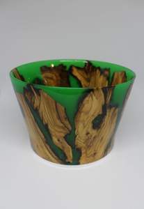 Bol en résine en bois élégant fait à la main Designer moderne rustique pièce maîtresse maison cuisine Accent décoratif - Product Image 5