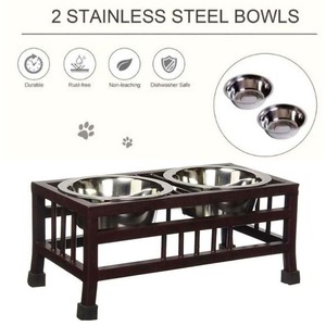 Fábrica al por mayor respetuoso con el medio ambiente de acero inoxidable desmontable doble comedor perro y cachorro cuencos de alimentación con soporte - Product Image 2