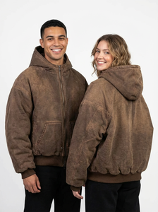 Sweat à capuche en molleton 100% coton, vente chaude, manches oversize, fermeture éclair sur le devant avec capuche, style décontracté, lavage à l'acide personnalisé, sweat à capuche grande taille - Product Image 2