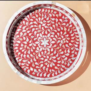 Premium Quality Wooden Serving Tray With <b>MOP</b> Inlay And Resin Design Personalized Ramadan breakfast <b>dry</b> Fruits Serving Tray - Product Image 1