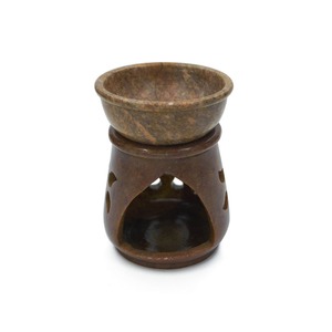 Handcrafted Brown Stone <b>Oil</b> Burner | Natural Soapstone Aroma <b>Diffuser</b> for <b>Essential</b> <b>Oils</b> & Home Fragrance - Product Image 4