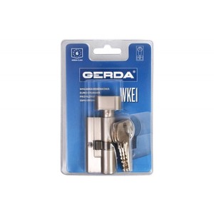 Cilindro de puerta Gerda E1 30K/50 con Pomo, Níquel/Satinado (PAQUETE BLISTER) - Product Image 1