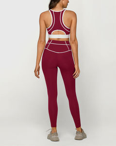 2024 Activewearผู้หญิง 2 ชิ้นชุดRibbed Yogaชุดเซ็กซี่ออกกําลังกายฟิตเนสผู้หญิง 2 ชิ้นกลับสูงกีฬาBraโลโก้ที่กําหนดเอง - Product Image 4