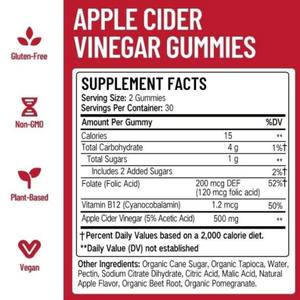 RWC Hair Skin <span class=keywords><strong>Vitamins</strong></span> Gummies Vinagre de sidra de manzana Gummy Candy OEM Extracto de planta natural Aceite KETO ACV Gummies de sidra de manzana - Product Image 3