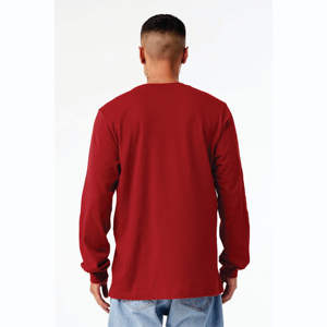 เสื้อยืดแขนยาวสำหรับผู้ชาย230Gsm ผ้าฝ้ายสีเรียบสำหรับสตรีทแวร์โลโก้ตามสั่ง - Product Image 3