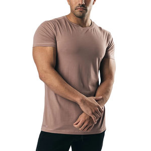 Verano calidad gimnasio Fitness entrenamiento desgaste-Algodón básico correr manga corta cuello redondo moda camiseta para hombres - Product Image 1
