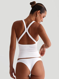 Débardeurs en tricot pour femmes sur mesure en gros, sans manches, en coton, décontractés, streetwear, hauts d'été, OEM/ODM, usine, grande taille - Product Image 3