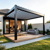 Vielseitiger Moderner Pulverbeschichteter Aluminium-Lamellendach-Pavillon Korrosionsbeständig Maßgefertigt für Garten Terrasse Familie Hinterhof