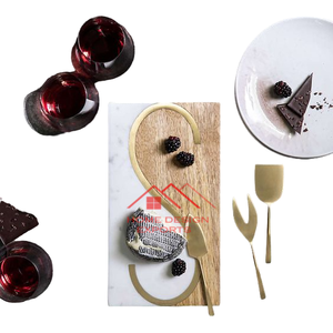 Tabla de cortar y queso de mármol Natural y madera hecha a mano, accesorios de cocina para uso doméstico, Hotel, corte de queso - Product Image 1