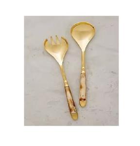 Ensemble de couverts à salade et cuillère fourchette en laiton doré pour vaisselle, fêtes de mariage, fabricant et fournisseur d'Inde - Product Image 5