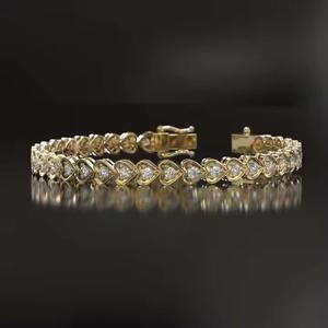 14K oro sólido redondo diamante tenis pulsera mujeres hombres laboratorio cultivado diamante pulsera para boda diamante pulseras y brazaletes - Product Image 5