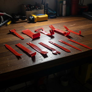 ITA Tools Kit de 12 outils de démontage de garnitures et de panneaux composites (Rouge/Bleu) à commande manuelle, emballé dans une pochette en nylon, boîte blanche - Product Image 1