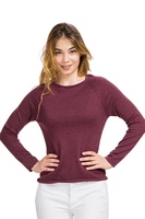 Pull en laine mérinos extra fine pour femme Gioconda, fin et élégant, tricoté plat, col rond, logo personnalisable sur le devant