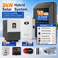 Système d'énergie solaire hybride 8kW 10kW, kit complet de stockage d'énergie photovoltaïque pour la maison avec batterie au lithium, onduleur, panneau PV, ensemble complet