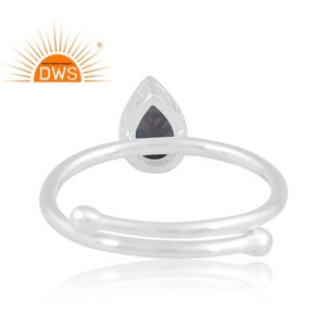 แหวนเรียงซ้อนพลอยสีเงินสเตอร์ลิงธรรมชาติสีฟ้าของลอนดอนเครื่องประดับแบบสั่งทำสำหรับผู้หญิงของขวัญสำหรับผู้หญิง - Product Image 5