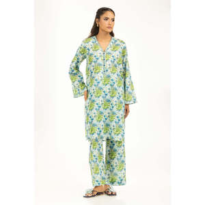 ชุดเซ็ตผ้าชีฟองพิมพ์ลายสีเขียวสำหรับผู้หญิง ชุดทำงานสองชิ้น ไซส์ XS และ XXS สำหรับใส่ทำงานออฟฟิศ - Product Image 5