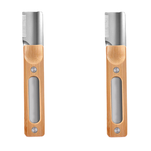 Couteau à dénuder de qualité supérieure pour chiens et animaux domestiques avec manche en bois et lame en acier inoxydable - Product Image 1