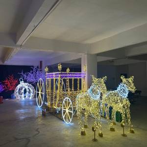 Lumières LED de Noël en forme de calèche et de <span class=keywords><strong>cheval</strong></span> 3D pour l'extérieur, décoration de Noël, accessoire de décoration de Noël - Product Image 3