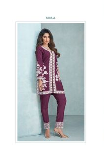 Tenue indienne élégant meilleur tissu vêtements ethniques bonne qualité rayonne Co Ord ensemble avec fil travail femmes mode exportateur - Product Image 3
