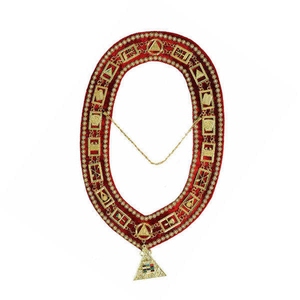 Collier maçonnique traditionnel velours rouge doré broderie chaîne crochet forte couture collier maçonnique tissu de qualité supérieure à vendre - Product Image 1