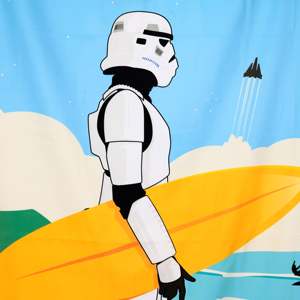 Serviette de plage de luxe originale Stormtrooper en microfibre, écologique, en tissu gaufré, avec motif et logo jacquard personnalisés pour la journée de surf - Product Image 2
