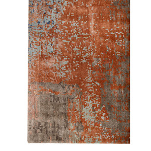 Kavi Blue Hand Knotted Wool Bamboo Silk Rug Chaos Theory Home Abstract 10mm Living Room Hallway Decorations - Product Image 4