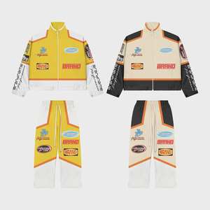 Chándales de diseño de logotipo bordado de Color amarillo con Panel hecho a medida para hombres, chándales impermeables y lluviosos para hombres - Product Image 1