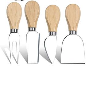 Juego de Cubiertos para Queso de Acero Inoxidable con Mango de Madera, 4 Piezas, Juego de Cubiertos de Cocina y Vajilla de Acero Inoxidable para Mantequilla, Pizza y Queso - Product Image 4