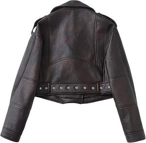 Veste de moto en cuir de vachette classique noire tendance, style personnalisé, vente en gros, dernière tendance, pour femmes, 2024 - Product Image 2