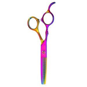 Tijera de adelgazamiento profesional, tijera de pelo de 5,5 pulgadas con revestimiento de titanio para tijeras de adelgazamiento de belleza con reposapiés - Product Image 5