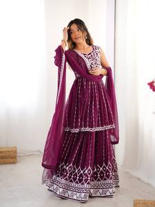 Colección 2025 para el Festival de la India: Conjunto de Salwar Kameez Dupatta para Mujer, en Faux Georgette con Bordado de Hilo, de Secado Rápido, para Todas las Temporadas, Ideal para Fiestas - Product Image 3