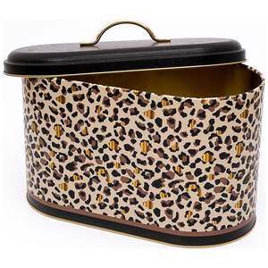 Caja de pan de Metal con patrón de estampado de leopardo dorado de 178x338x200mm con asa y contenedor de almacenamiento de alimentos de 9,8 L - Product Image 3