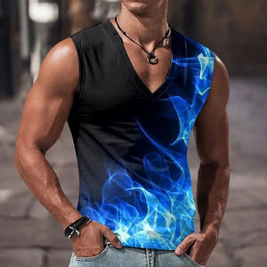 Camisetas sin mangas con estampado 3D para hombre, camisetas divertidas con patrón colorido, camisetas holgadas de verano para vacaciones, camisetas deportivas callejeras con cuello en V - Product Image 2
