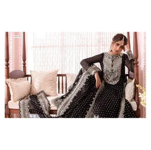 SS AsimJofa Chandni 3 Pc Ladies Suits Luxury Heavy Embroidered Chiffon Raw Silk Charmeuse Silk Shirt/Blouse Dupatta