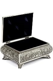 Boîte à bijoux décorative de luxe faite à la main de conception moderne finie en or et blanc pour bagues collier et pendentif - Product Image 3