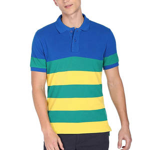 Camiseta suave de algodón 100% para hombre de tendencia superior manga corta transpirable de secado rápido para Polo con patrón de rayas - Product Image 1