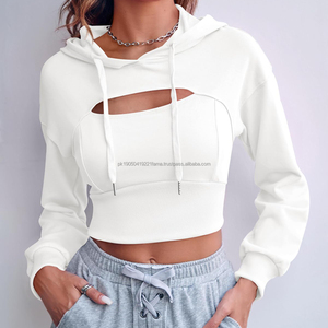 Ensemble Jogging Femme avec Sweat à Capuche Court à Logo Personnalisé 2025, Haute Qualité, Respirant, Écologique, Streetwear, Épaules Tombantes - Product Image 4