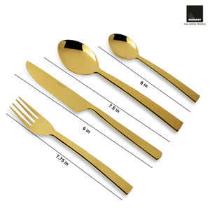 Ensemble de couverts modernes en acier inoxydable avec motif PBN finition brillante dorée Vaisselle de luxe pour la salle à manger Collection Fête Passe au lave-vaisselle - Product Image 4