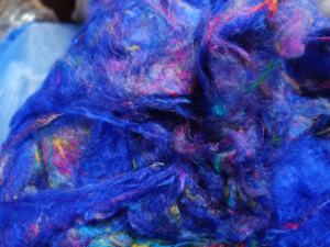 Custom Made Multi-Color Green Sari <b>Silk</b> Sliver Recycled Mulberry <b>Silk</b> <b>Fibers</b> for Textile Artists - Product Image 4