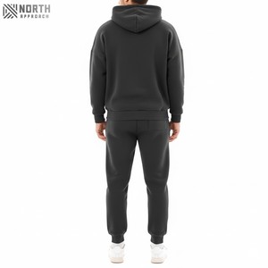 Meilleure vente Ensemble sweat-shirt et pantalon de sport pour homme, hiver, uni, style vintage, teinture unie, 100% coton, léger, respirant - Product Image 5