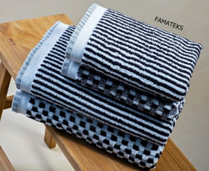 Toallas de baño de algodón turco, toallitas de baño de lujo de diseño a rayas y cuadros personalizados, suave, superabsorbente, alta calidad, fabricante turco - Product Image 2