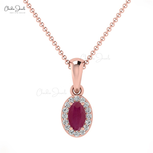 2025 Produit de vente chaud 0.2 CT naturel birmanie rubis pendentif délicat 14k or massif diamant Halo dames pendentif du fournisseur indien - Product Image 3