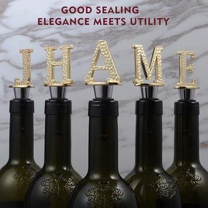 Gold Letter a <b>Wine</b> Bottle Stopper Prosecco <b>Wine</b> Accessories Gift for <b>Wine</b> Lovers Reusable Leak Proof Keep Fresh for Standard - Product Image 4