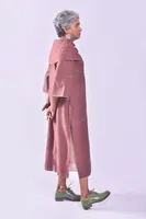 Robe longue éco-responsable 100 % coton style bohème à col et manches à volants, teinte unie, pour grossistes et détaillants de boutiques