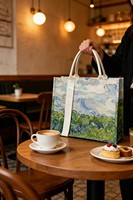 Sac fourre-tout en toile de coton entièrement imprimé, personnalisable, vierge, réutilisable, style peinture, idéal pour cadeau